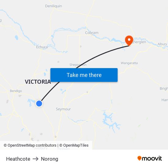 Heathcote to Norong map