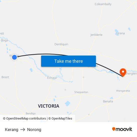 Kerang to Norong map