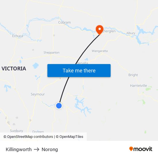 Killingworth to Norong map