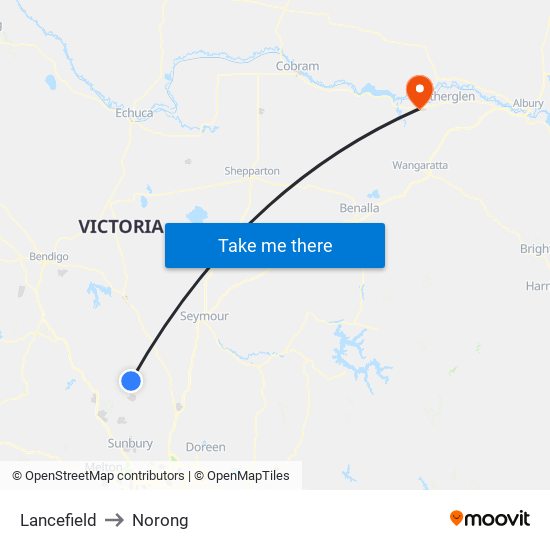 Lancefield to Norong map