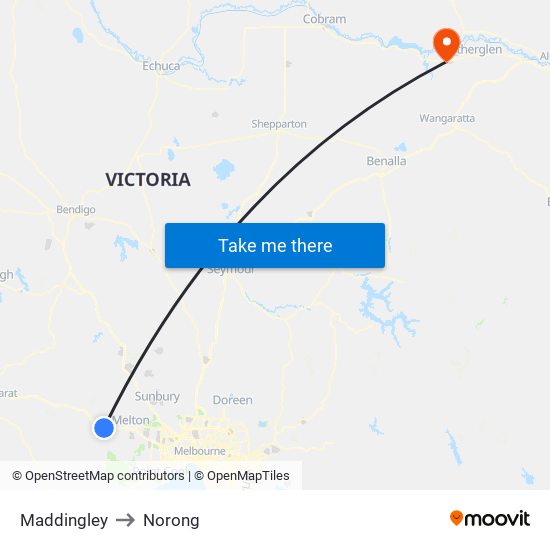 Maddingley to Norong map