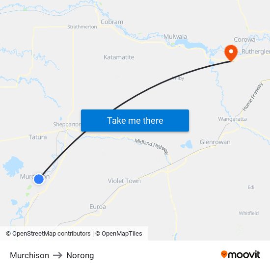 Murchison to Norong map