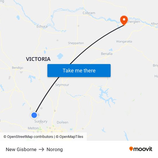 New Gisborne to Norong map