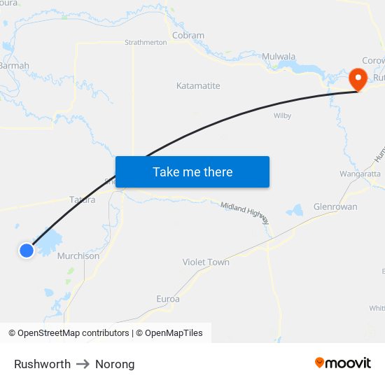 Rushworth to Norong map