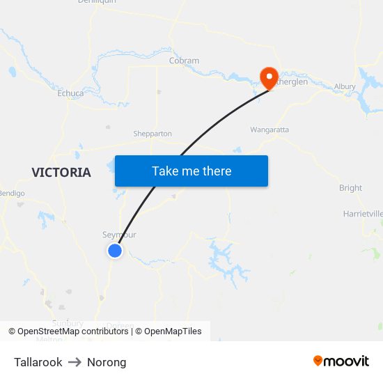 Tallarook to Norong map