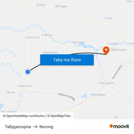Tallygaroopna to Norong map