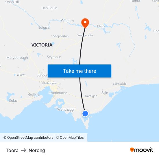 Toora to Norong map