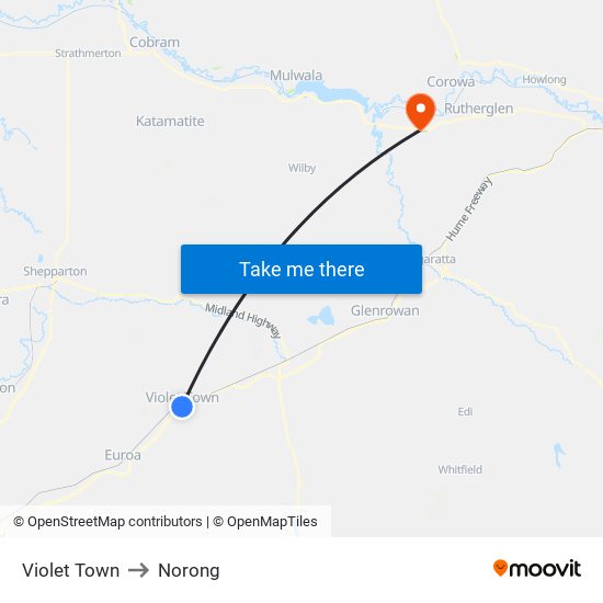 Violet Town to Norong map