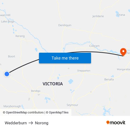 Wedderburn to Norong map