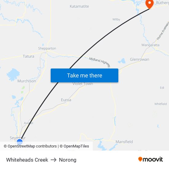Whiteheads Creek to Norong map