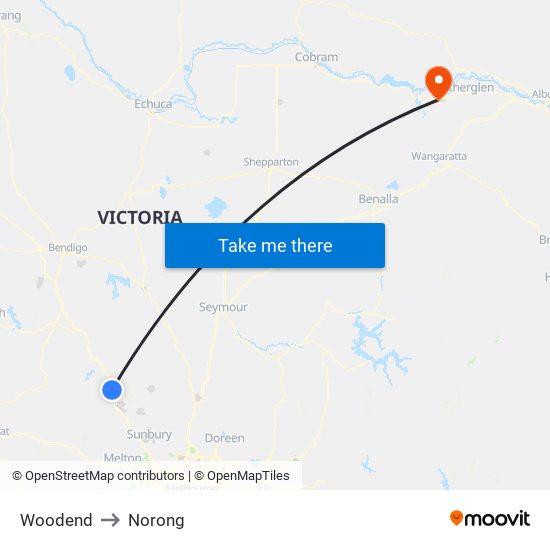 Woodend to Norong map