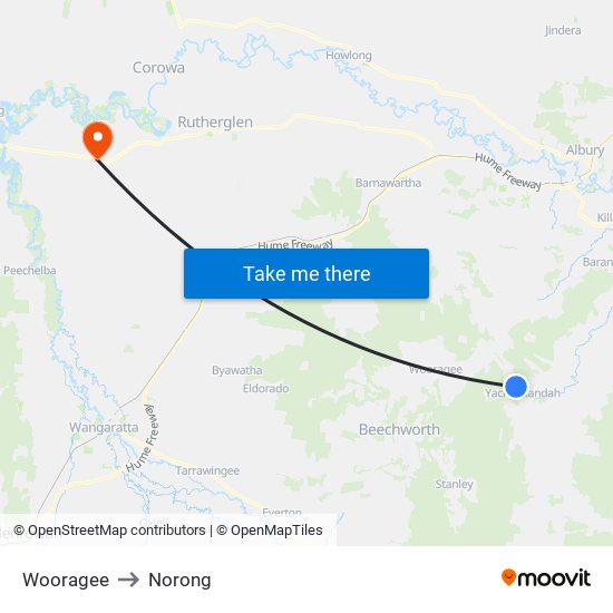 Wooragee to Norong map