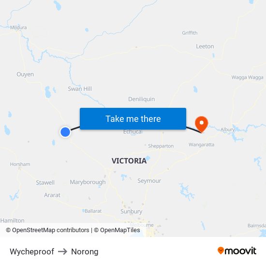 Wycheproof to Norong map