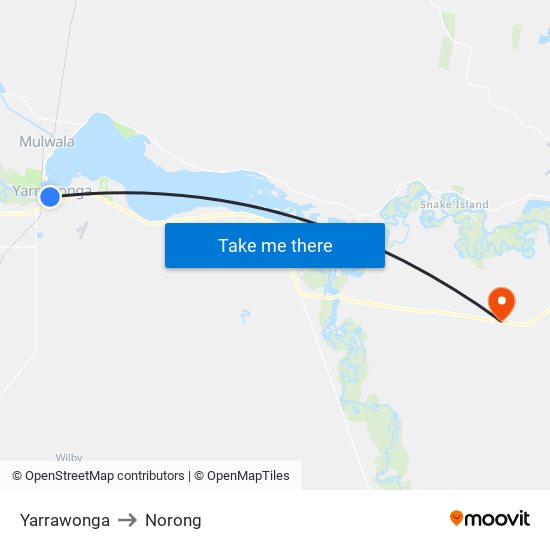 Yarrawonga to Norong map