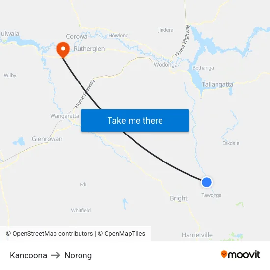 Kancoona to Norong map