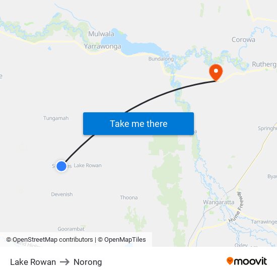 Lake Rowan to Norong map