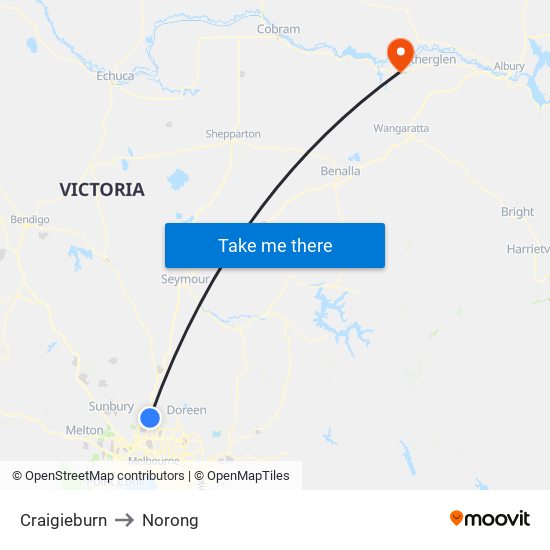 Craigieburn to Norong map