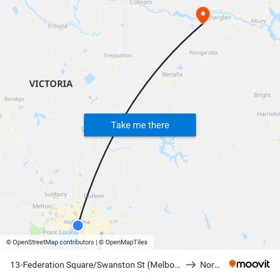 13-Federation Square/Swanston St (Melbourne City) to Norong map