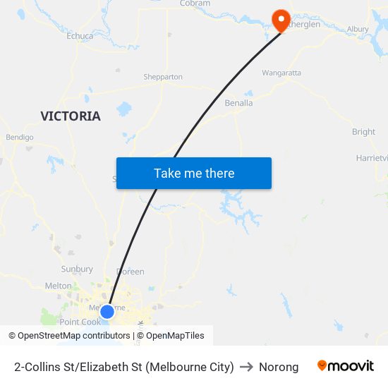 2-Collins St/Elizabeth St (Melbourne City) to Norong map