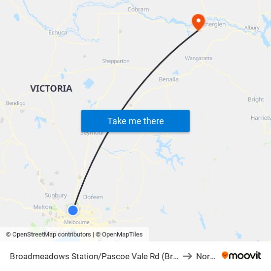 Broadmeadows Station/Pascoe Vale Rd (Broadmeadows) to Norong map