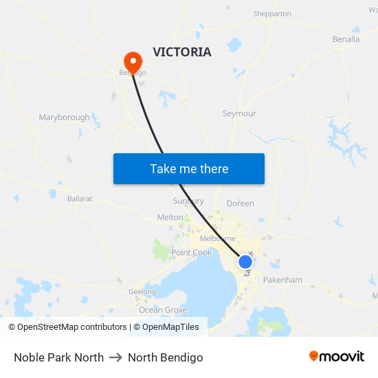 Noble Park North to North Bendigo map