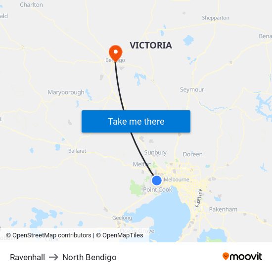 Ravenhall to North Bendigo map