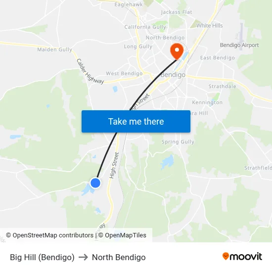 Big Hill (Bendigo) to North Bendigo map
