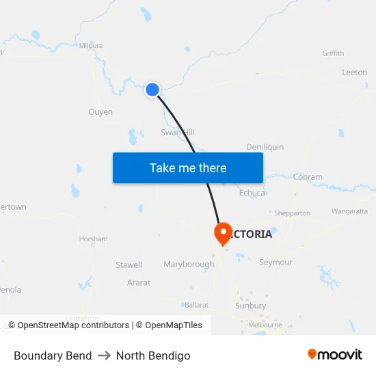 Boundary Bend to North Bendigo map