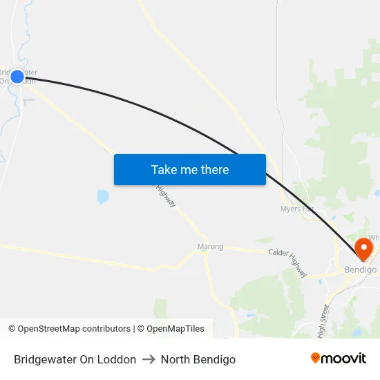 Bridgewater On Loddon to North Bendigo map