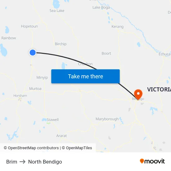 Brim to North Bendigo map
