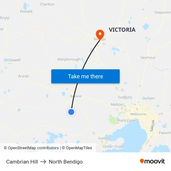 Cambrian Hill to North Bendigo map