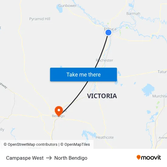 Campaspe West to North Bendigo map