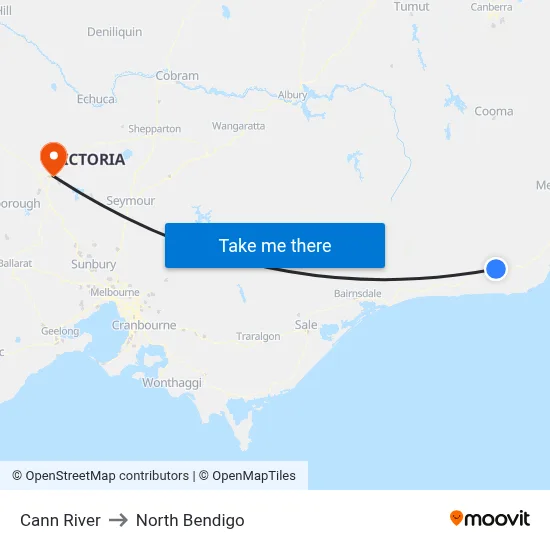 Cann River to North Bendigo map
