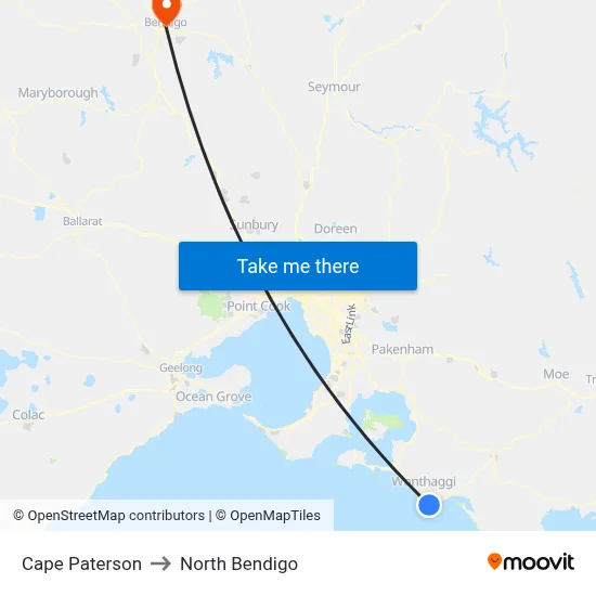 Cape Paterson to North Bendigo map