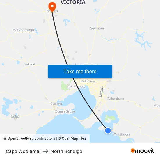Cape Woolamai to North Bendigo map