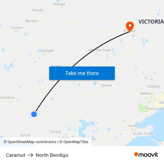 Caramut to North Bendigo map