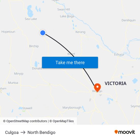 Culgoa to North Bendigo map