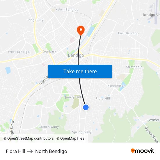 Flora Hill to North Bendigo map