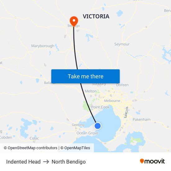 Indented Head to North Bendigo map