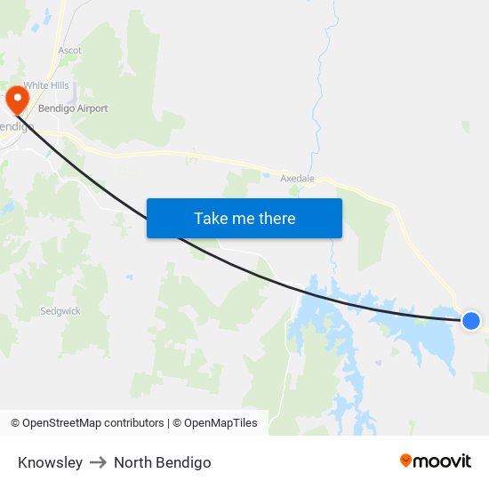 Knowsley to North Bendigo map