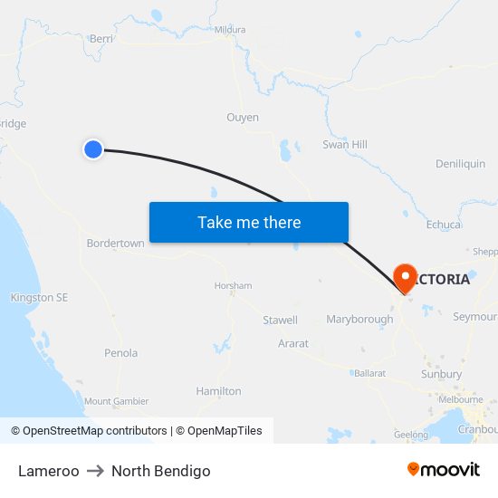 Lameroo to North Bendigo map