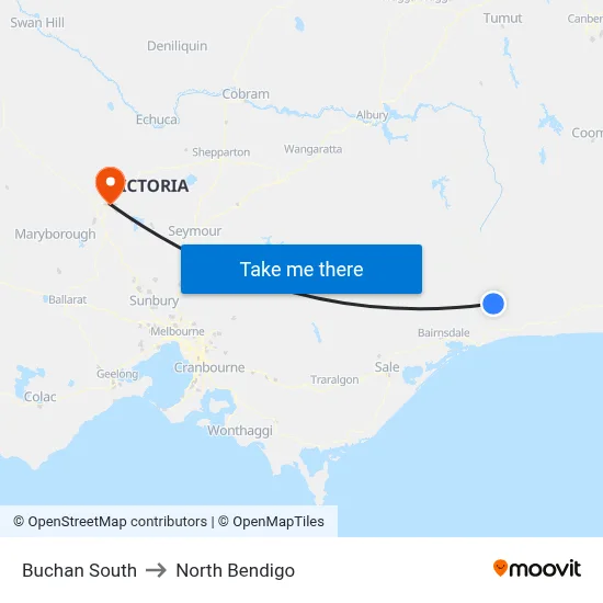 Buchan South to North Bendigo map
