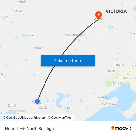 Noorat to North Bendigo map