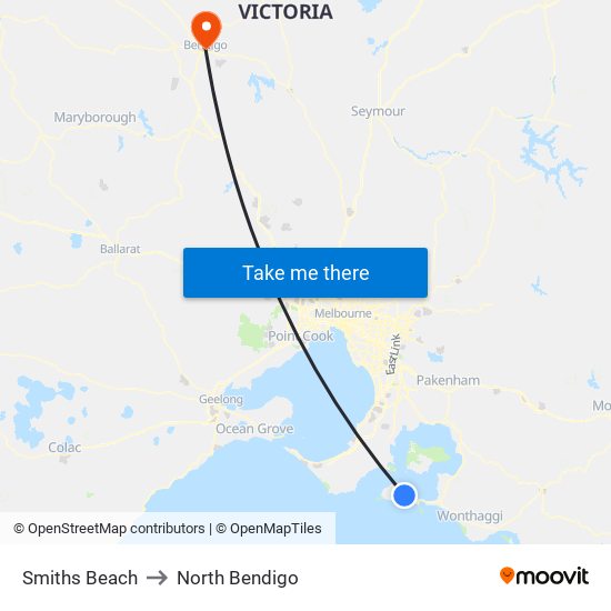 Smiths Beach to North Bendigo map