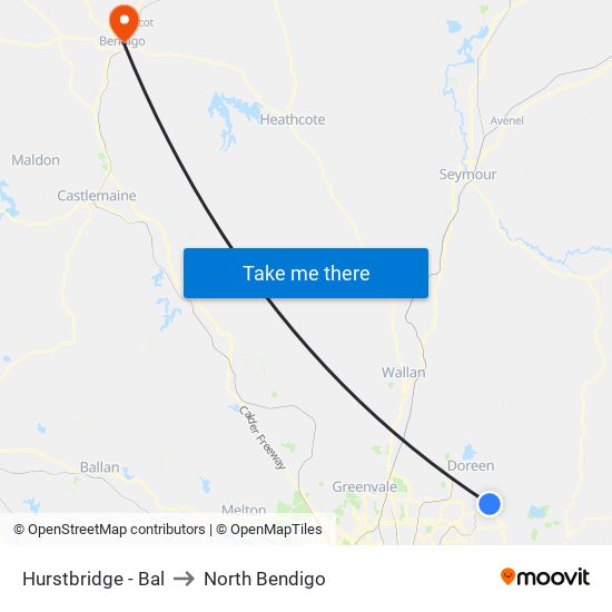 Hurstbridge - Bal to North Bendigo map