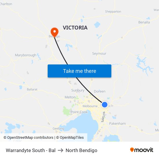 Warrandyte South - Bal to North Bendigo map