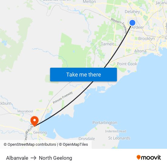 Albanvale to North Geelong map
