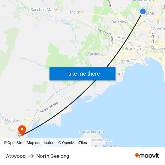 Attwood to North Geelong map