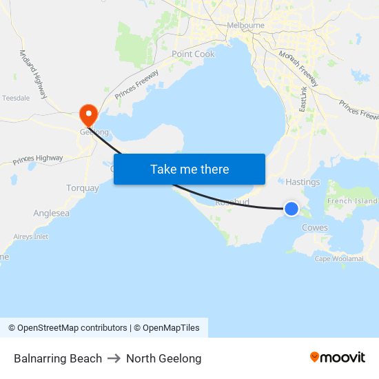 Balnarring Beach to North Geelong map