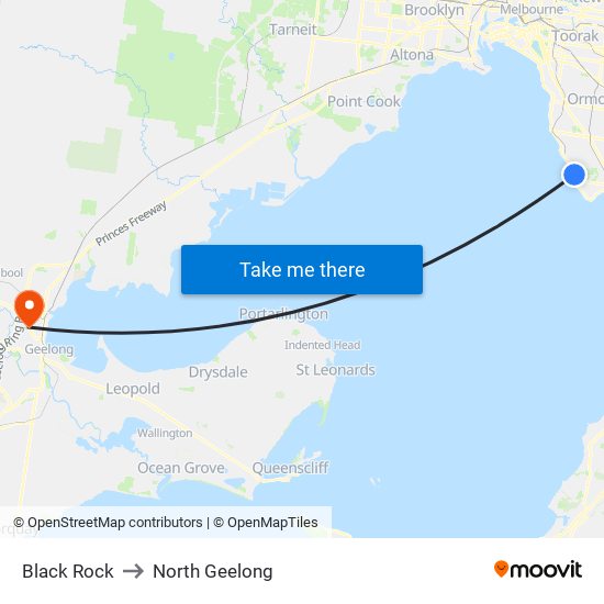 Black Rock to North Geelong map